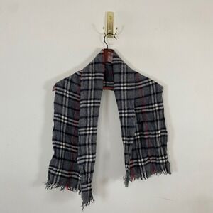 Vintage 100% Lambswool Scarf Plaid Winter Classic Fringe Minimalist Preppy